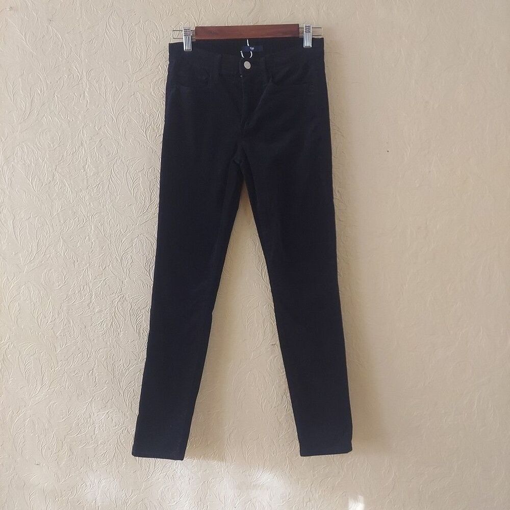 Gap Factory Black Velvet Skinny Pants Midrise Sz 2